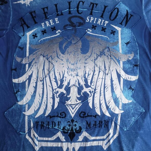Affliction distressed grunge Y2K style blue shirt - Picture 3 of 6